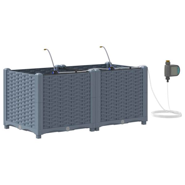 vidaXL Vrtni lonček 2 pcs Svetlo siva Jeklo