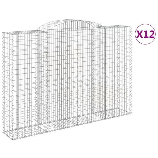 vidaXL Obokane gabion košare 12 kosa 300x50x200/220cm pocinkano železo