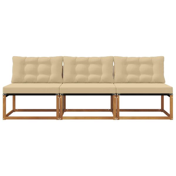 vidaXL 3 Kos Srednji zunanji kavč Masiven les akacije Naravna