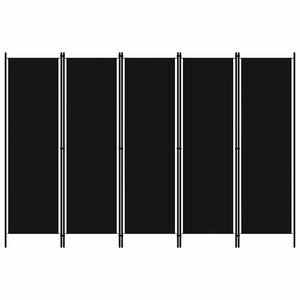 vidaXL Paravan 5-delni črn 250x180 cm