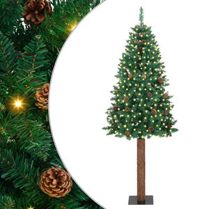 vidaXL Ožja jelka med 300 LED Zelena 180 cm PVC in trden bor