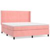 vidaXL Box spring postelja z vzmetnico roza 180x200 cm žamet