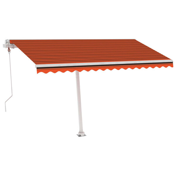 vidaXL Avtomatska tenda LED + senzor 450x350 cm oranžna/rjava