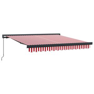 vidaXL Vlečna tenda Rdeča in bela 300 x 250 cm Platno in aluminij