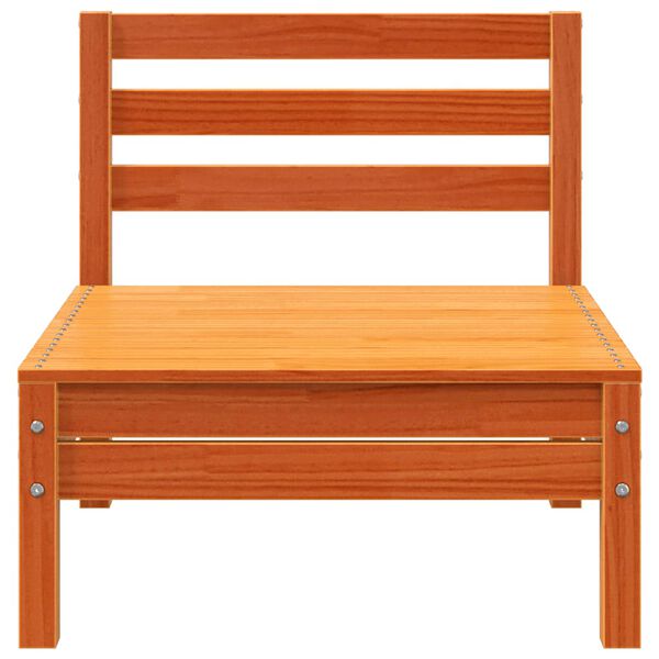 vidaXL Vrtni kavč brez naslonjal vo&scaron;čeno rjava trdna borovina