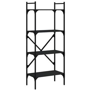 vidaXL Knjižna omara 4-nadstropna črna 56x31,5x138,5 cm inženirski les