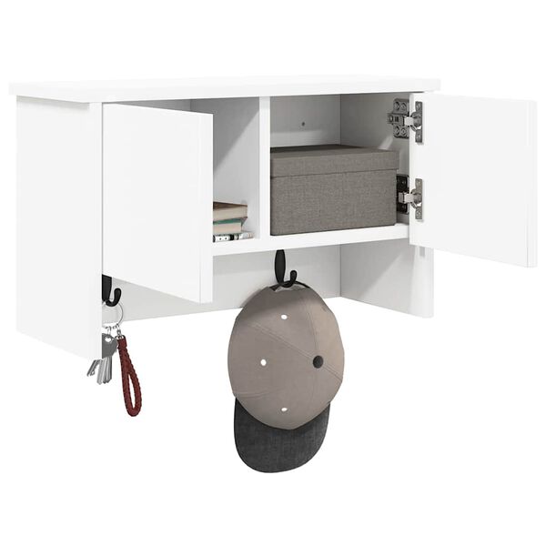 vidaXL Nadwyčajna obe&scaron;alnik za pla&scaron;če s polico Bela 50 x 20 x 30 cm