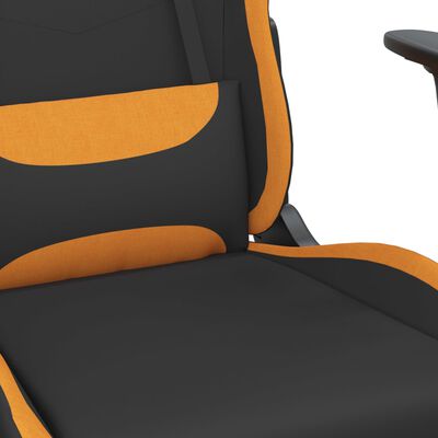 vidaXL Gaming stol z oporo za noge črno in oranžno blago