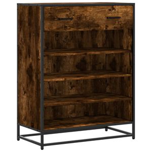 vidaXL Omarica za čevlje dimljen hrast 75x38x97,5cm inž. les in kovina