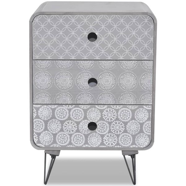 vidaXL Stranska omarica s 3 predali siva