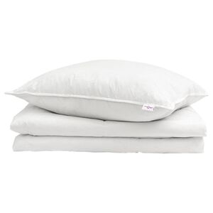vidaXL Poletna odeja z blazino 2 pcs Bela Perje