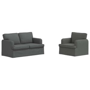vidaXL Kavčna garnitura 2 pcs Temno siva 144 x 80 x 85 cm blago