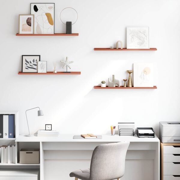 vidaXL Stenska polica 4 pcs Rdeča 80 x 9 x 3 cm Konstruiran les