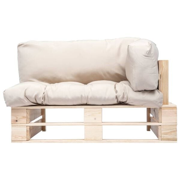 vidaXL Vrtni kavč iz palet s pe&scaron;čenimi blazinami borovina