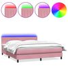 vidaXL Box spring postelja z vzmetnico LED roza 180x210 cm žamet