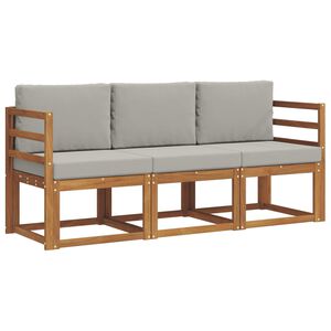 vidaXL Zunanja garnitura za sedenje 3 pcs Naravna in svetlo siva