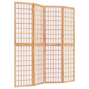 vidaXL Zložljiv 4-delni paravan japonski stil 160x170 cm bele barve