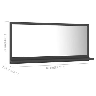 vidaXL Kopalniško ogledalo sivo 80x10,5x37 cm iverna plošča