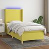 vidaXL Box spring postelja z vzmetnico LED zelena 90x200 cm blago