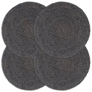 vidaXL Pogrinjki 4 kosi temno sivi 38 cm okrogli iz jute
