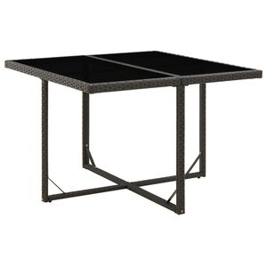 vidaXL Vrtna miza črna 109x107x74 cm poli ratan in steklo
