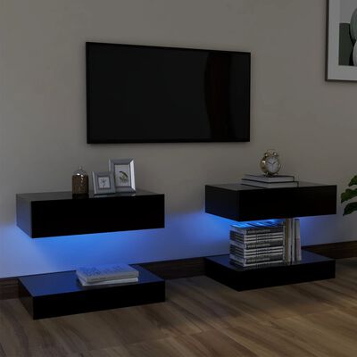 vidaXL TV omarica z LED lučkami 2 kosa črna 60x35 cm