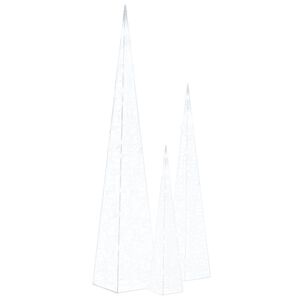 vidaXL Set akrilnih okrasnih LED stožcev hladno beli 60/90/120 cm