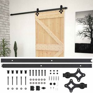 vidaXL Drsna vrata Naravna in črna 100 x 210 cm Trdna borovina
