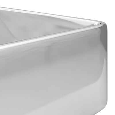 vidaXL Umivalnik z odprtino za pipo 48x37x13,5 cm keramičen srebrn