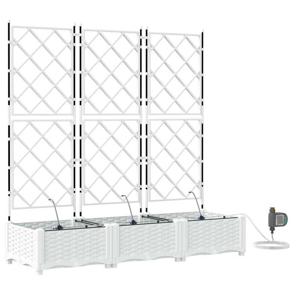 vidaXL Vrtni lonček 3 pcs Bela Jeklo