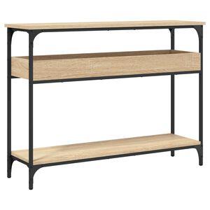 vidaXL Konzolna mizica s polico hrast sonoma 100x29x75 cm inženirski les