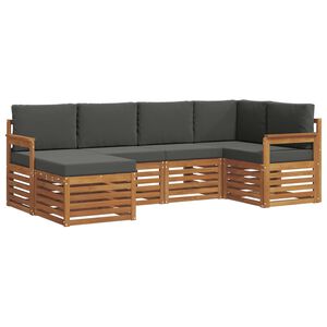 vidaXL Kotna sedežna garnitura z blazino 6 pcs Naravna in antracitna