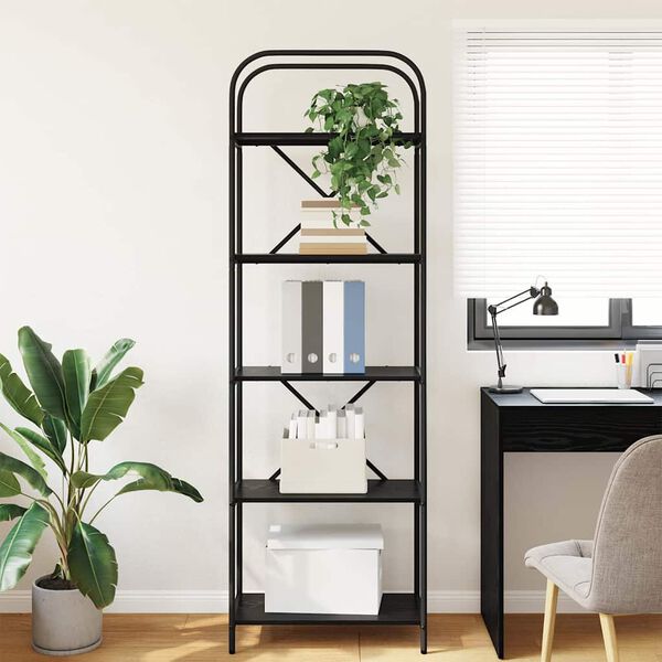 vidaXL Knjižna polica Črna Orehovina 60 x 30 x 183 cm Konstruiran les