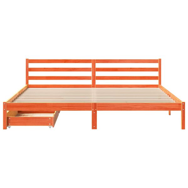 vidaXL Posteljni okvir brez vzmetnice vošč. rjav 180x200 cm borovina