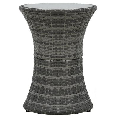 vidaXL Vrtna mizica v obliki bobna siv poli ratan