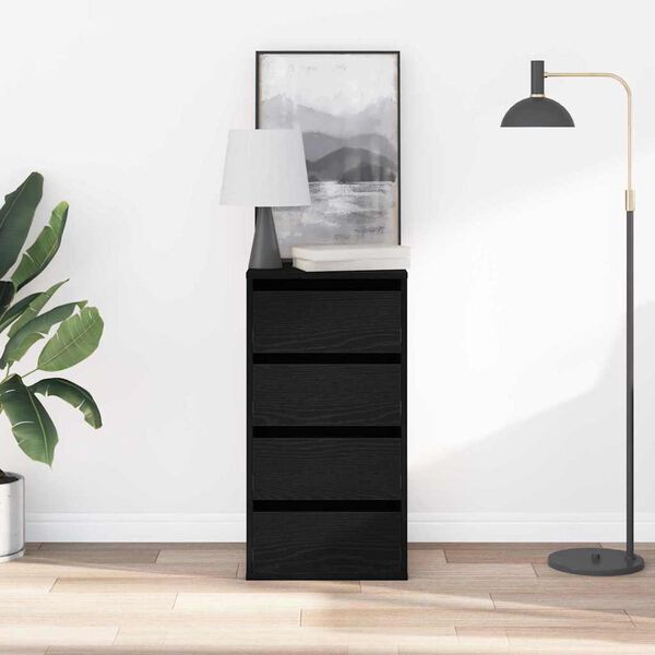 vidaXL Predalna omara s predalom Črna 40 x 41 x 76 cm Konstruiran les