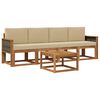 vidaXL Zunanja garnitura za sedenje z blazino 4 pcs Naravna