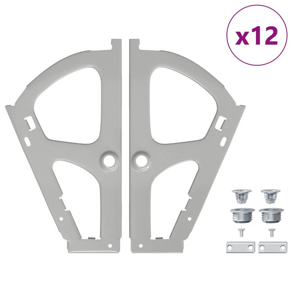 vidaXL Tečaj za zložljive predale 12 pcs srebrna 235 x 155 x 30 mm