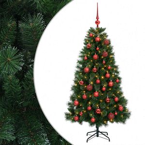 vidaXL Umetna božična jelka z okraskom 120 cm 150 LED Toplo bela