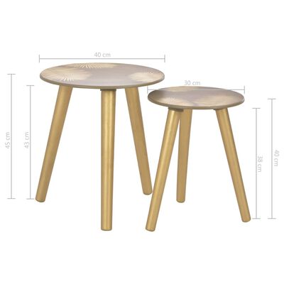 vidaXL Komplet stranskih mizic 2 kosa zlate 40x45 cm/30x40 cm MDF