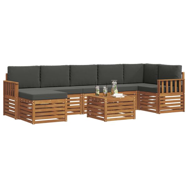 vidaXL Sedežne garniture z blazino 8 pcs Naravna in antracitna