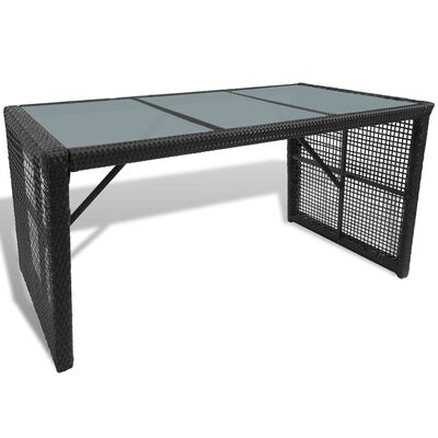 vidaXL Pivska miza z 2 klopema 160 cm poli ratan črna