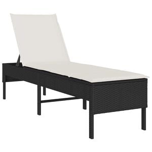 vidaXL Ležalnik z blazino črne barve 55x200x44 cm poli ratan