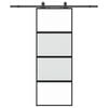 vidaXL Drsna vrata z opremo črna 76x205 cm kaljeno steklo