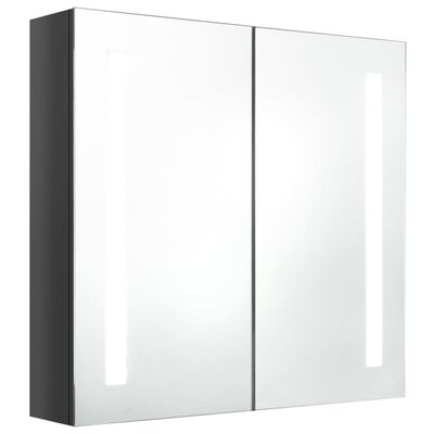 vidaXL LED kopalniška omarica z ogledalom sijoče siva 62x14x60 cm