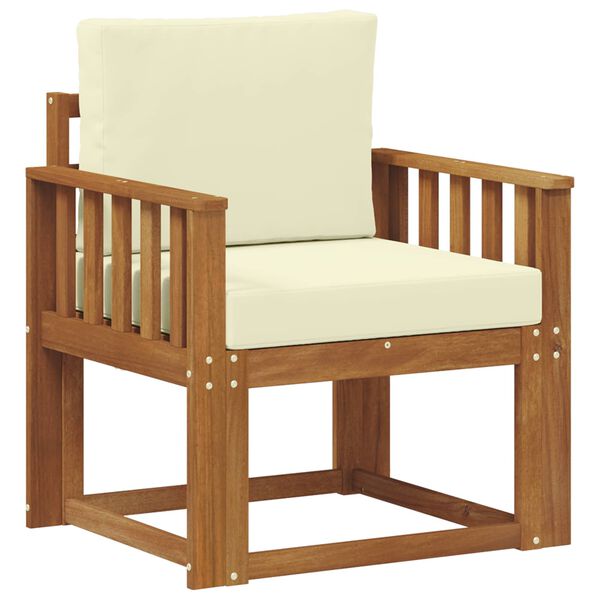 vidaXL Zunanji kavč Masivno akacijevo les in poliester Naravna