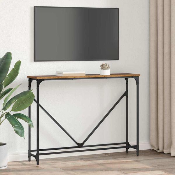vidaXL Konzolna miza Star les 102 x 23 x 75 cm Konstruiran les