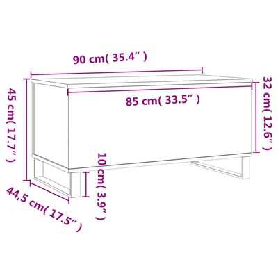 vidaXL Klubska mizica visok sijaj bela 90x44,5x45 cm inženirski les