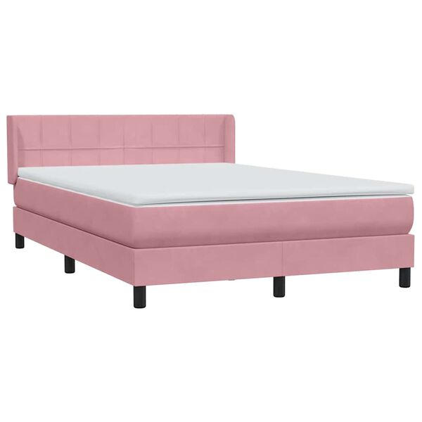 vidaXL Box spring postelja z vzmetnico roza 140x220 cm žamet