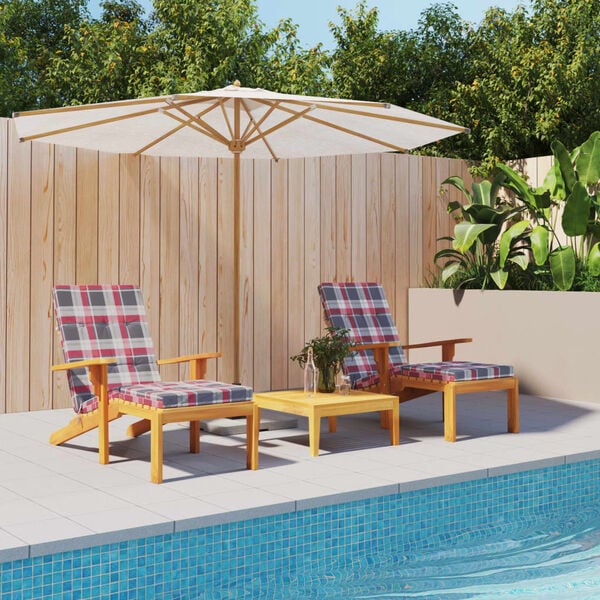 vidaXL Blazine za ležalnike 2 kosa rdeča karirasta oxford tkanina